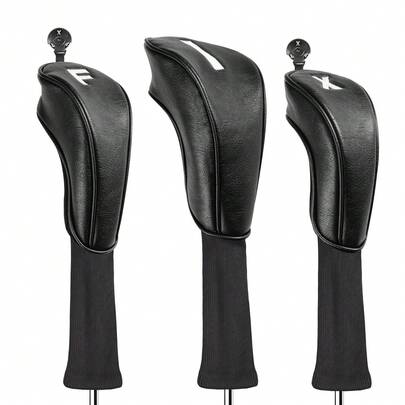  Bao bọc đầu gậy golf FINGER TEN bằng da PU, phù hợp với gậy gỗ, gậy gạt bóng, gậy hybrid, phụ kiện cao cấp với thẻ số có thể thay đổi và số thêu để dễ dàng nhận biết, bảo vệ và làm sạch gậy hiệu quả.