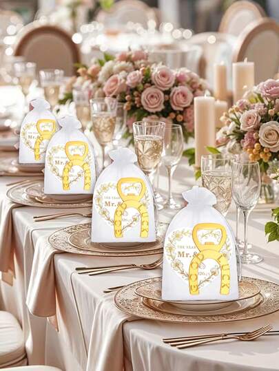 12/3件套马蹄形开瓶器套装，婚礼回礼，婚礼宾客回礼，金色开瓶器，带感谢标签的欧根纱袋，优雅的婚礼礼物，适合作为婚礼礼物、派对礼物、新娘送礼会礼物、婚礼回礼、派对纪念品。