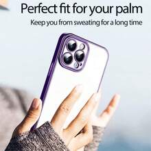 Hadaasi 1pc Purple Anti-Fall Lens Protection Electroplated Hard Case With Dust Net, Ultra-Thin Transparent Phone Case Compatible With IPhone 17e/17Pro/17ProMax/17Air/17/16Pro/16ProMax/16Plus/16/15Pro/15ProMax/15Plus/15/14Pro/14ProMax/14Plus/14/13Pro/13ProMax/13/12Pro/12ProMax/12/11ProMax/11/11Pro/XSMax/XR/XS/X - Purple - View 4