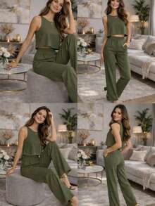 Casual Elegant Linen Home - 軍綠色 - 查看 1