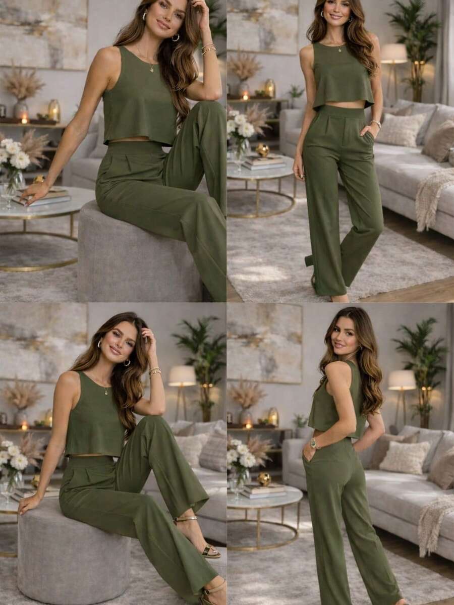 Casual Elegant Linen Home - 軍綠色 - 查看 1