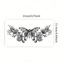 1pc Waterproof Temporary Butterfly Tattoo Sticker, Body Art Fake Tattoo For Women, Waist & Back - Black - View 5