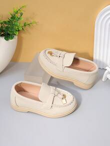 Giày da mũi nhọn, giày lười đế mềm mới mùa xuân/thu cho bé gái và bé trai, giày bệt casual cho trẻ sơ sinh/trẻ nhỏ/trẻ mẫu giáo/trẻ em. - Màu be - Xem 5