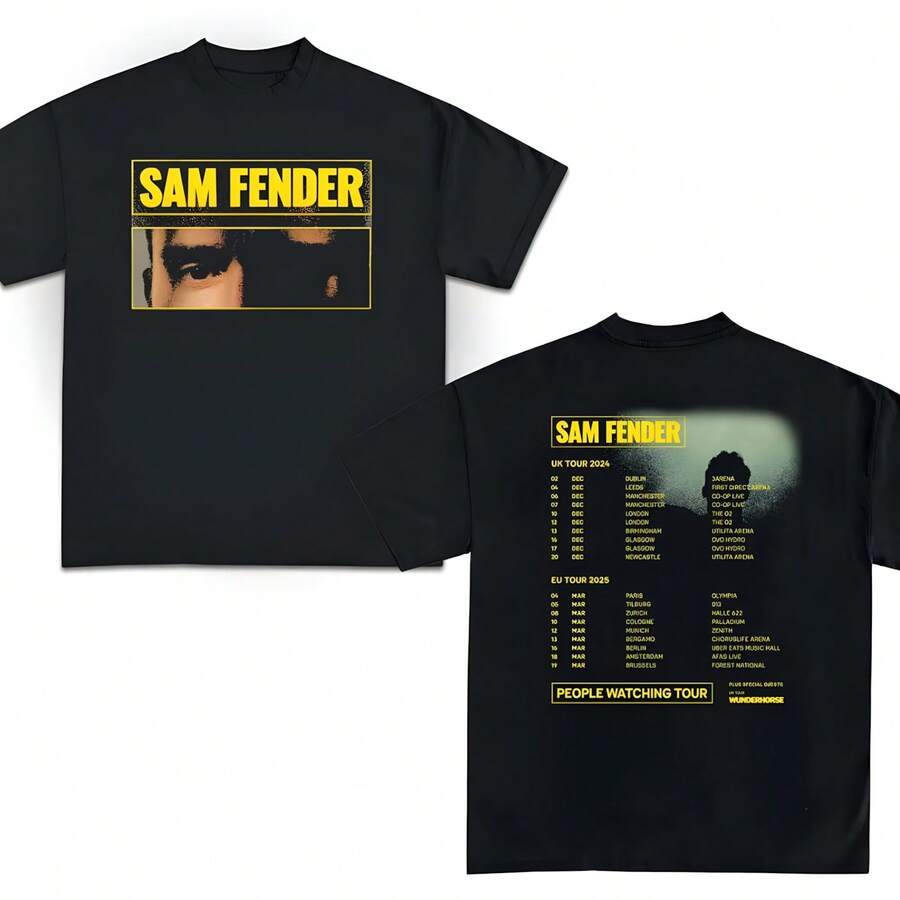 1PC Sam Fender UK & EU Tour 2024 2025 Concert People Watching Tour Graphic Women's T-Shirt - Đen 1 - Xem 1