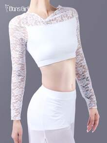 DonsGirl Bộ đồ nữ gồm áo hai dây ren trễ vai và quần ống rộng - Thích hợp cho yoga trên không, biểu diễn ba lê hiện đại/cổ điển và mặc hàng ngày, quà tặng dự tiệc mùa xuân màu trắng. - trắng - Xem 7