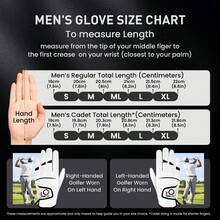 FINGER TEN 舒适男士左手高尔夫手套，1双装，高品质皮革，全天候柔软透气，增强抓握力，经久耐用，尺码S/M/ML/L/XL - 白色 - 查看 4