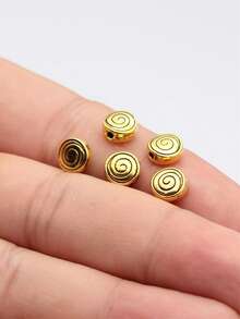 20 piezas de cuentas huecas con diseño de remolino para manualidades y elaboración de joyas - Oro retro - Ver 5
