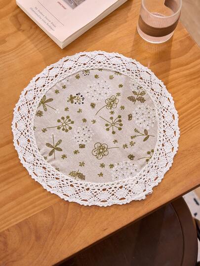 1/2/4/6/12pcs Floral Lace Placemats, Suitable For Home Kitchen, Dining Table, Parties, Weddings, Offices, Coffee Tables, Dorms, All Seasons