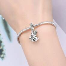 CYMYSS 1件简约可爱925镀银镶嵌立方氧化锆兔子母子拥抱吊坠，适合女性，生日/母亲节礼物 - 彩色 - 查看 5