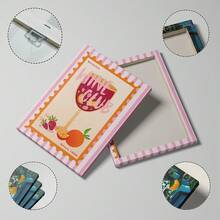 1 pieza Cuadro de arte de pared del club de vinos con estilo preppy, impresiones vibrantes de sangría, pinturas en lienzo, carteles retro de cócteles, decoración de rayas rosa y naranja para la cocina, bar, sala de estar, dormitorio, apartamento, regalo para ella, sin marco o con marco - patrón - Ver 2