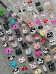 1 Sheet Cute & Healing Nail Art Stickers, Featuring Adorable Animals Like Cats, Rabbits, Pandas, Frogs, Puppies, Paired With Sweet Elements Like Cherries, Flowers, Bows, Gift Boxes, Cakes, Bottles, Suitable For Daily, Date, Party And Summer Outfits Manicure - Multicolor - View 8