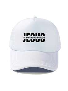 1件装时尚海绵帽，印有耶稣字母，成人卡车司机帽、棒球帽、钓鱼帽，趣味礼物帽，男女皆宜，春夏款 - 彩色 - 查看 10