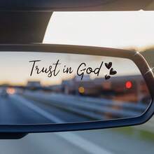 Trust In God' Heart-Shaped Rearview Mirror Sticker - Inspirational Religious Mirror Decal, Matte Finish, Self-Adhesive For Glass Surfaces, Faith-Based Car Decoration - A - View 1