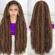 VIOLLY 24 Inch Jerry Curly 13x6 HD Transparent Lace Frontal Ear To Ear Free Parting 200% Density Melted Hairline Baby Hair Pre Plucked Pre Bleached Knots Brown Ombre Highlight Honey Blonde Synthetic Hair Blended Human Hair Wig Gift Ideas For Women - SP4/27 - View 10
