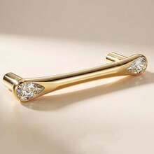 Pack Gold Crystal Drawer Pulls, 3-3/4\(96mm) Hole Center, 5 Inch Elegant Dresser Cabinet Pull, Zinc Alloy & Diamond Decorative Cupboard Handles For Closet Vanity Upgrade - Gold - 查看 9