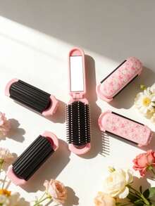 1支可折叠便携梳子，粉色花卉设计，饰有雏菊和蝴蝶结元素，适合女性使用，口袋大小，非常适合婚礼、学生、姐妹、母亲节等场合作为礼物。 - 粉色 - 查看 12
