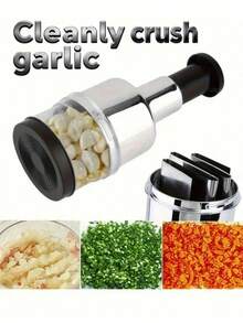 1pc Stainless Steel Garlic Press, Reusable, Suitable For Pressing Garlic, Vegetables, Onions, Nuts - Easy To Use, Mini Grinder, Kitchen Tool, Vegetable Slicer, Stainless Steel Structure, Suitable For Kitchen, Cooking, Outdoor, Party And Holiday, Kitchen Supplies, Easy To Clean Household Essentials, Suitable Gift For Women And Men - Nhiều màu - Xem 1