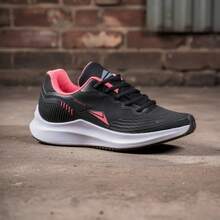 Women's Sneakers: Comfortable And Lightweight For Running And Gym - Black/Pink - View 10