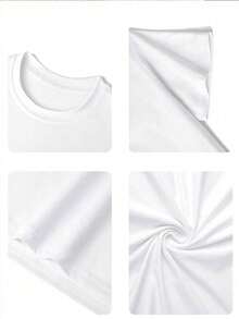 1PC T-Shirt  Boys' Cotton Round Neck T-Shirt, Casual And Comfortable Spring And Summer Short-Sleeved Printed Top - 白色 - 查看 5