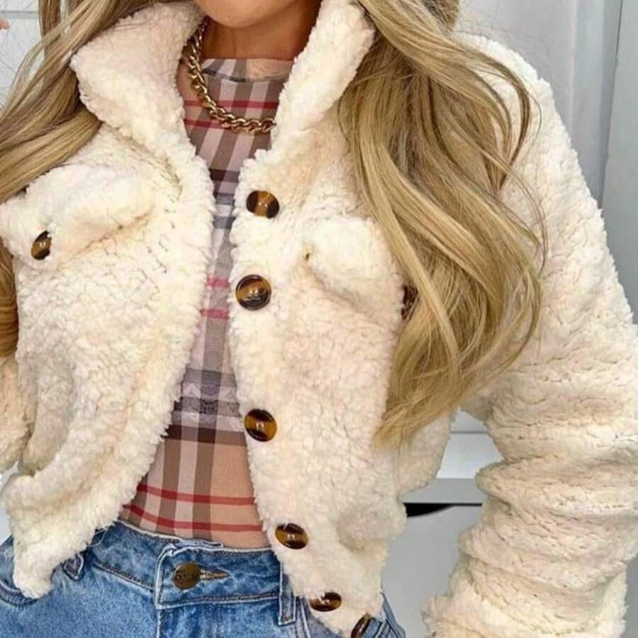 Teddy Coat With Buttons And Plush Lining - apagado - Ver 1