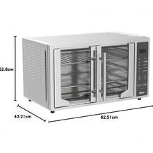 Horno Oster con freidora de aire ofrece 10 funciones,  tostador de encimera lo suficientemente grande para 2 pizzas puertas francesas de acero inoxidable, tamaño XL,  potencia de 1700 watts - Tipo de Enchufe A USA (110-127V) - Ver 8