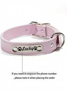 [Customized] Adjustable Faux Leather Pet Collar With Customizable Pet Name And Phone Number - Gift For Pets From Owners - Multicolor - View 9