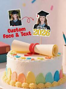 1 phụ kiện trang trí bánh kem hình mặt người theo yêu cầu, phụ kiện trang trí bánh kem chủ đề tốt nghiệp theo yêu cầu, phụ kiện trang trí bánh kem tùy chỉnh, phụ kiện trang trí bánh kem hình mặt người theo yêu cầu, phụ kiện trang trí bánh kem cá nhân hóa, quà tặng tốt nghiệp, quà tặng đáng yêu, quà tặng lý tưởng cho sinh nhật, lễ kỷ niệm, tốt nghiệp hoặc tiệc tùng, quà tặng tốt nhất cho bạn gái, bạn trai, bạn thân, bạn cùng lớp, quà tặng cho anh ấy/cô ấy - Tùy chỉnh khuôn mặt và văn bản - Xem 3