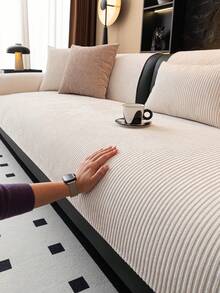 1件舒适雪尼尔沙发垫套，四季通用沙发座垫保护套，现代简约防滑沙发垫，防尘可水洗沙发套，白色清新柔软，不褪色，宠物友好，适用于L型沙发和1/2/3/4人沙发 - 白色 - 查看 7