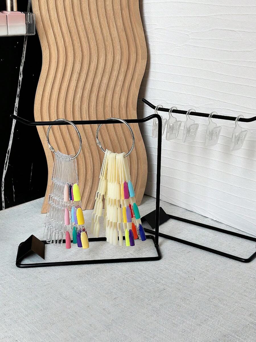 Metal Nail Polish Display Rack, Round & Square Nail Polish Gel Color Card Storage Holder, Space-Saving Countertop Or Retail Store Decor, Suitable For Salon And Home Use - Multicolor - View 1
