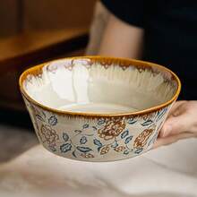 1个7英寸陶瓷碗，适合家庭使用，可作沙拉碗，可用微波炉和洗碗机清洗。 - 彩色 - 查看 7