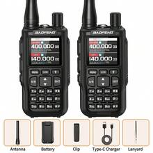 Baofeng 2台宝峰迷你5双PTT对讲机，支持蓝牙APP编程，AM/FM调频，NOAA频道，Type-C充电接口，升级版UV-5R迷你业余无线电 - Black-MINI-5-2PCS - 查看 8