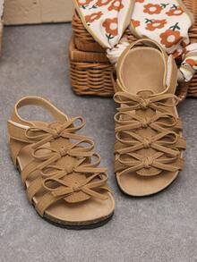 A Pair Of Brown Summer Birken Sandals With Multiple Bows, Thick Soles, Designed By Hook And Loop. - Brown - View 5