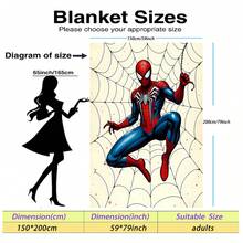This Is A Marvel Spider-Man Themed Flannel Blanket, With Multiple Spider-Man Images And Web Elements Densely Arranged, Creating A Strong Visual Impact. The Main Color Scheme Is Red, Blue, And White, With Features Of Warmth And Softness. It Can Be Used As A Sofa Throw, Nap Blanket, Or Bedding Decoration. - Beige - View 14