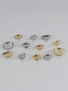 1件钛金CZ铰链式鼻中隔环侧镶锆石耳骨环女士耳廓耳骨穿孔耳环身体饰品 - 如圖 - 查看 9