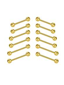 12Pcs 14G Stainless Steel Straight Barbell Tongue & Nipple Rings For Women & Men Length 14MM, 16MM, 18MM Piercing Jewelry - Multicolor - View 8