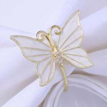8PCS Flower Butterfly Napkin Ring Holder For Easter Wedding Party Family Gathering Napkin Cloth Ornament Decoration,C - A - View 4