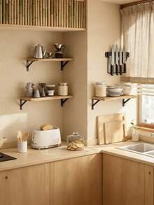 1 kệ treo tường một tầng (bao gồm ốc vít lắp đặt), giá trang trí tường sáng tạo phù hợp cho phòng khách, phòng ngủ, trang trí Giáng sinh & Năm mới, kệ sách gỗ treo tường. - màu gỗ cháy - Xem 5