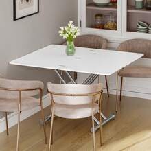 Extendable Lift Top Dining Table Coffee Table, 4 IN 1 Height Adjustable Multifunction Convertible Table For Living Room, Dining Room, White - White - View 10