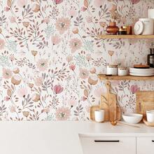 Peel And Stick Boho Pink Floral Peel Stick Wallpaper Contact Paper Removable Se- Adhesive Wallpaper For Walls Bedroom Home Decoration Vinyl Rolls 17.7''x118.1'' - Hồng - Xem 6