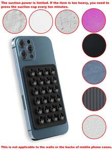 1pc/2pcs Double-Sided Silicone Suction Cup Phone Holder, Square Shape, 14 Color Options, Mobile Phone Bracket, Portable & Movable Phone Stand - Multicolor - View 11