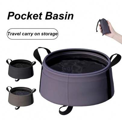 Chậu rửa mặt gấp gọn di động, xô chứa nước gấp gọn, giỏ đựng đồ nhẹ có thể tái sử dụng, xô du lịch dùng cho hoạt động ngoài trời, cắm trại, leo núi, chậu rửa mặt và chân.