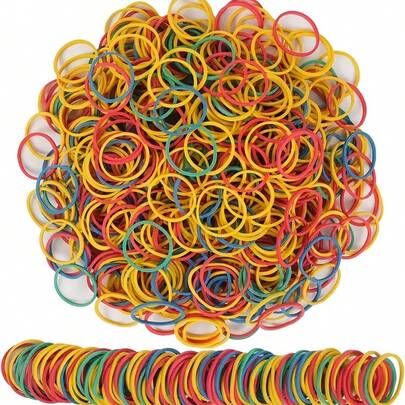 105/305/505根彩色弹力橡皮筋 - 耐用收纳带，适用于办公室、学校、家庭、派对、手工制作 - 可用于装订纸张、整理线缆、包装，直径25毫米