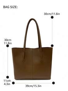 New Elegant Patchwork PU Tote Bag, Foldable Large Capacity Handbag, Fashionable Commuter Bag For Women, Suitable For Daily, Work, Travel, Vacation, Great Gift For Mom - Coffee Brown - View 10