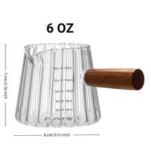 Heat Resistant Borosilicate Glass Coffee Mug With Wood Handle, 180ml Coffee Cup With Scale, Vertical Striped Coffee Server, Small Water Bottle For Home And Cafe Use - Redwood - View 8