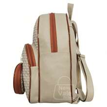 Women's Backpack, Reinforced Small Backpack With Beautiful Exclusive Coin Purse + Pompom Keychain - Beige - View 3