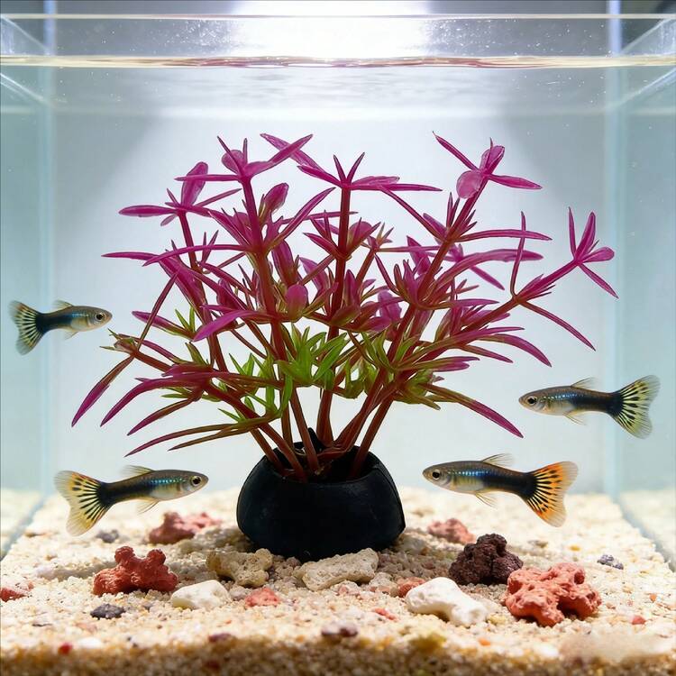 20pcs/Pack Realistic Aquarium Decorative Artificial Plants, PE Material Green & Pink, Provide Habitat For Nitrifying Bacteria, Suitable For Various Size Fish Tanks, Also Applicable For Gardening, Hotel And Restaurant Decor, High Realism Without Maintenance, Enhance Aquarium Viewing And Home Aesthetics - A - View 6