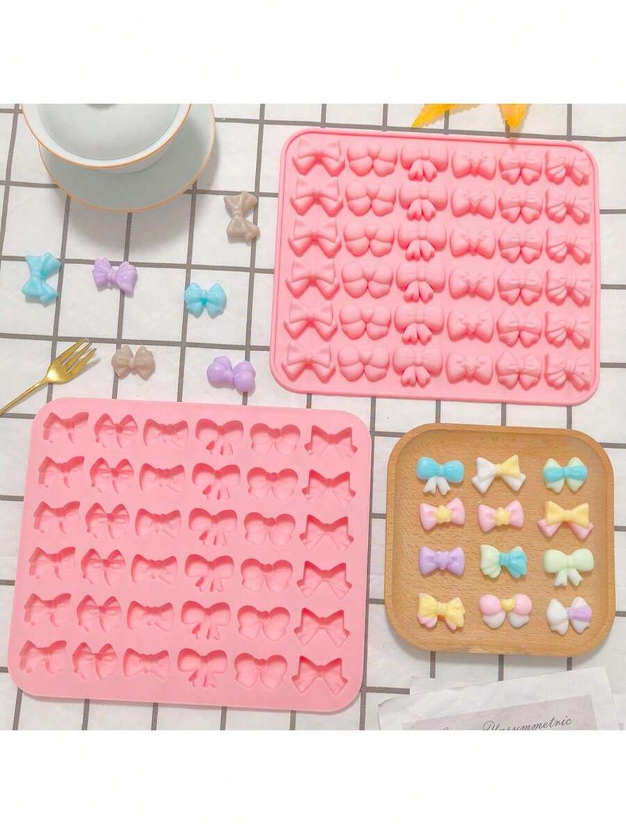 1 Piece, 36 Pieces Per Pack 6 Different Bow-Tie Designs Soft Candy-Shaped DIY Valentine's Chocolate Pudding Baking Silicone Mold - View 1