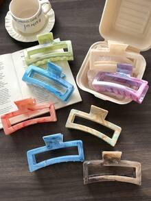 1个/8个装大号方形镂空发爪，12.7厘米大理石纹设计，时尚百搭发爪，适合女士发型及日常休闲佩戴 - 彩色 - 查看 2