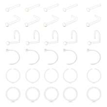 Khuyên mũi trong suốt dành cho học sinh, khuyên mũi nhựa vô hình, cỡ 20G 18G, hình chữ L thẳng, khuyên mũi trong suốt và vòng bấm. - Trong sáng - Xem 4