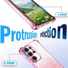 Sequins,Diamond (Android Series) Electroplated Anti-Drop Transparent Phone Case Suitable For SX A57 A37/57 A123456789987654321 45G, Compatible With Samsung/S26/S25/S24/S23/S22 Series/A Series, , , , Moto, Pixel, , - Pink - View 2